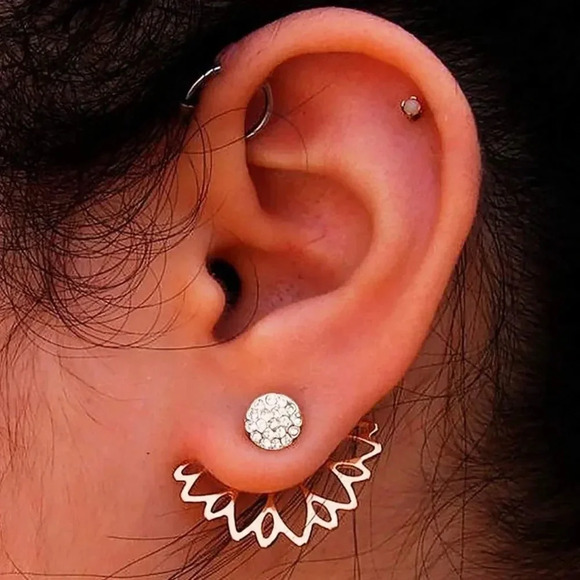 NEW! Gold Lotus Flower Cuff Earrings/ Earring Jackets - Picture 7 of 9